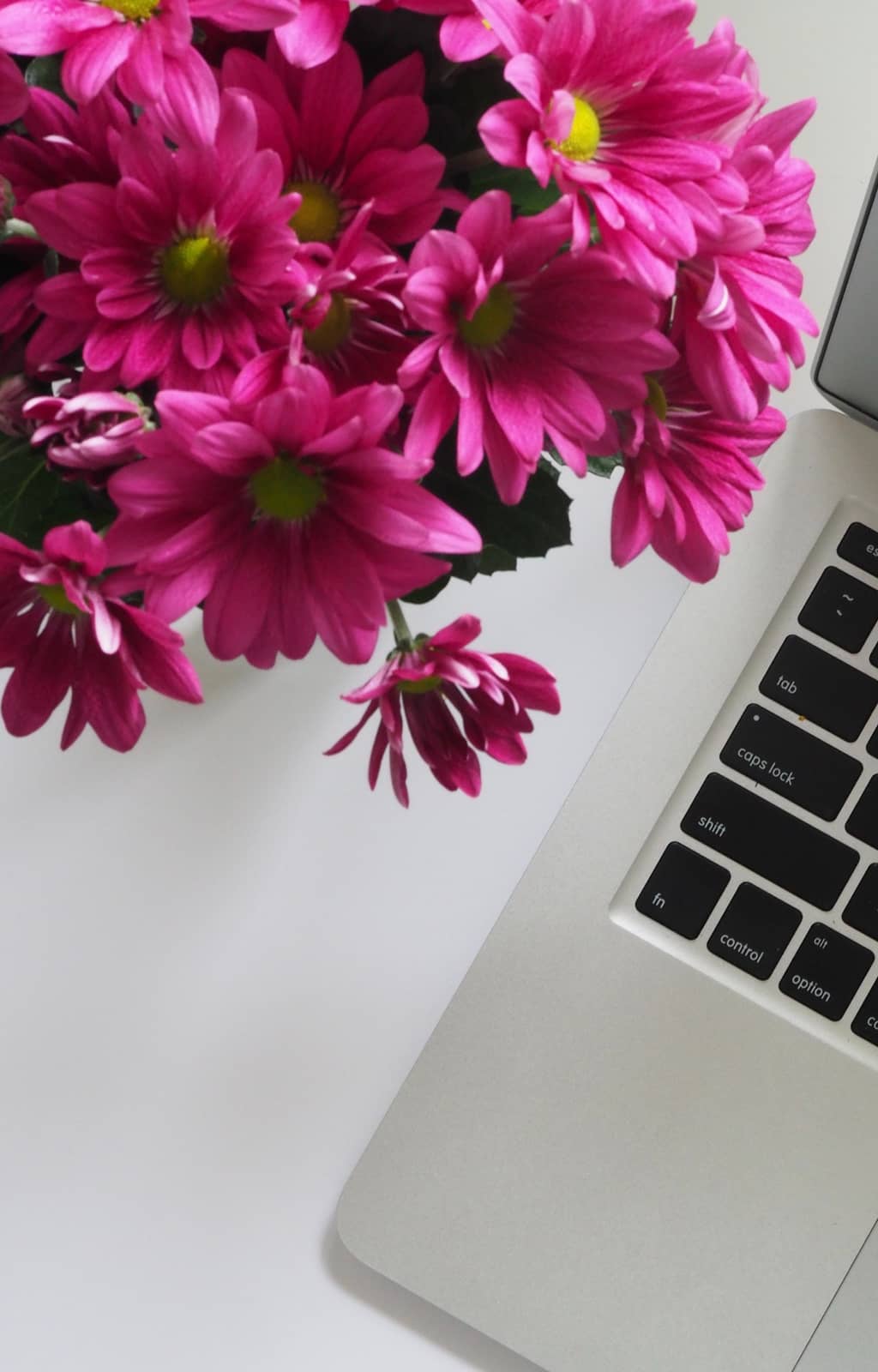 flowers and laptop